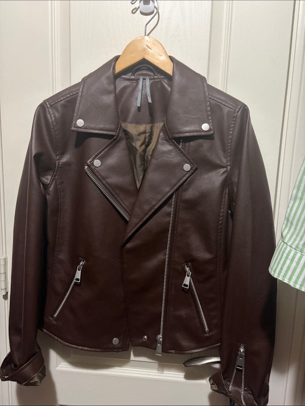 Anthropologie Dark Brown Faux Leather Moto Jacket